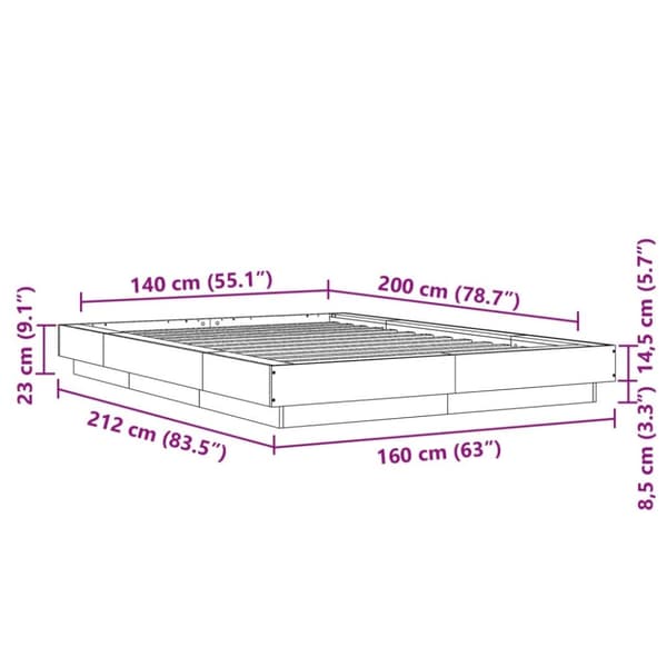 vidaXL sengestel 140x200 cm konstrueret træ sonoma-eg - Senge & sengeramme