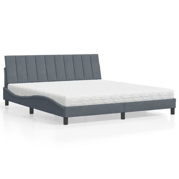 vidaXL seng med madras 180x200 cm velour mørkegrå