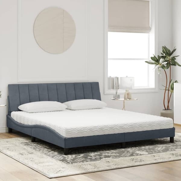 vidaXL seng med madras 180x200 cm velour mørkegrå