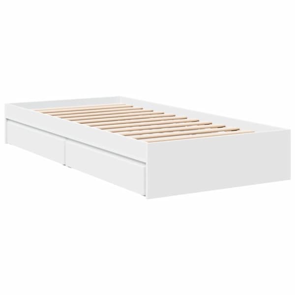 vidaXL Sängram med lådor vit 90x200 cm konstruerad trä
