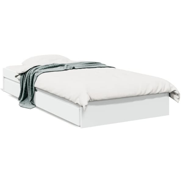 vidaXL Sängram med lådor vit 90x200 cm konstruerad trä
