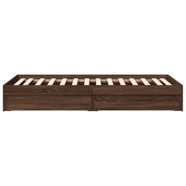 vidaXL Sängynrunko laatikoilla ruskea tammi 90x200 cm tekninen puu