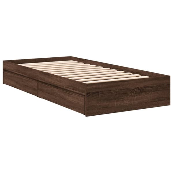 vidaXL Sängynrunko laatikoilla ruskea tammi 90x200 cm tekninen puu