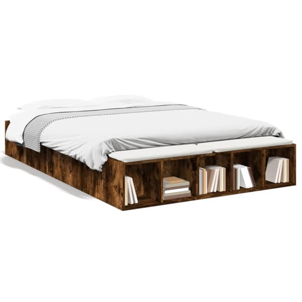 vidaXL Sengeramme røkt eik 150x200 cm konstruert tre