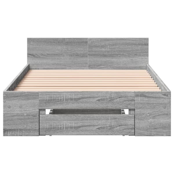 vidaXL Sengeramme med skuff grå sonoma 90x190 cm konstruert tre