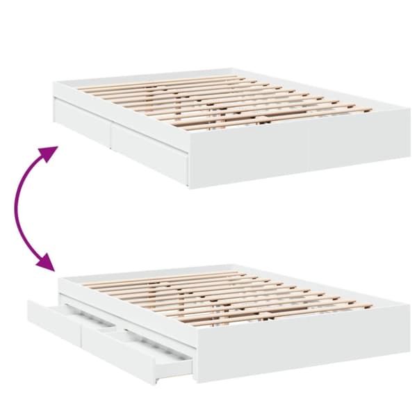 vidaXL Sengeramme høyglans hvit 150x200 cm konstruert tre
