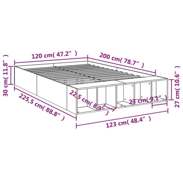 vidaXL Sengeramme sonoma eik 120x200 cm konstruert tre