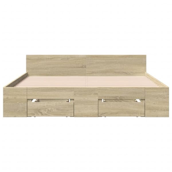 vidaXL Sengeramme med skuffer sonoma eik 120x200 cm konstruert tre