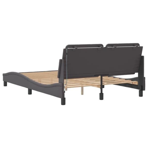 vidaXL sengeramme med LED-lys 120x200 cm kunstlæder grå
