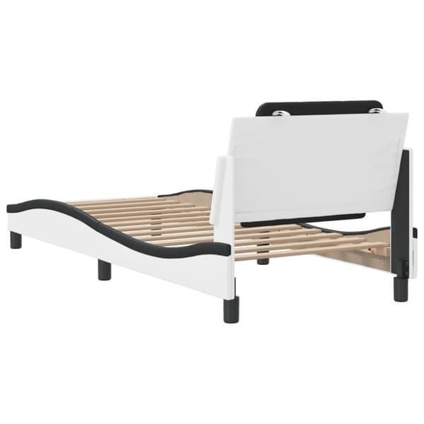 vidaXL Sengeramme med hodegavl hvit og svart 90x190 cm kunstlær