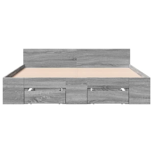 vidaXL sengeramme med skuffer 120x200 cm konstrueret træ grå sonoma-eg