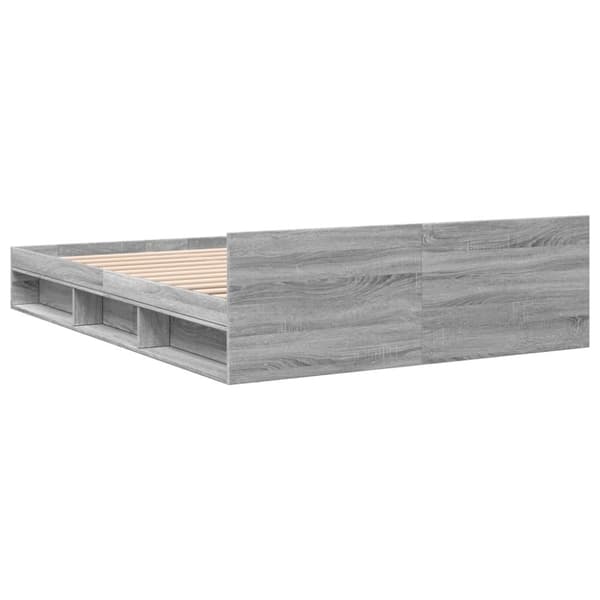 vidaXL sengeramme med skuffer 120x200 cm konstrueret træ grå sonoma-eg