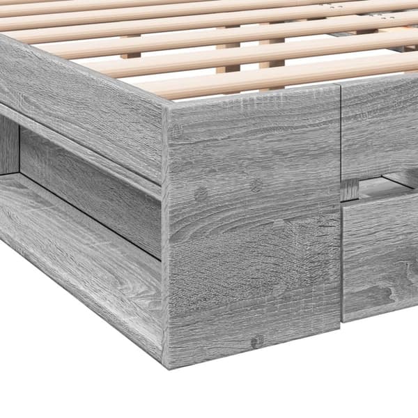 vidaXL sengeramme med skuffer 120x200 cm konstrueret træ grå sonoma-eg