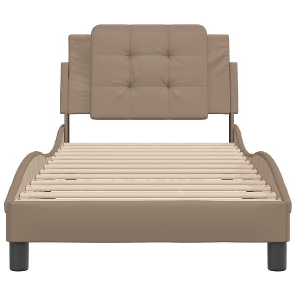 vidaXL Sengeramme med hodegavl cappuccino 90x200 cm kunstlær