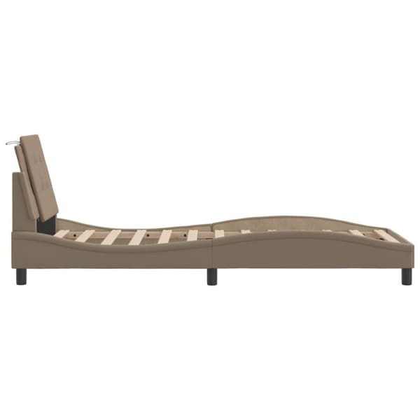 vidaXL Sengeramme med hodegavl cappuccino 90x200 cm kunstlær