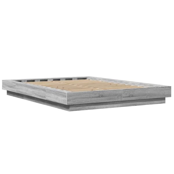 vidaXL Sengeramme med LED-lys grå sonoma 140x190 cm konstruert tre