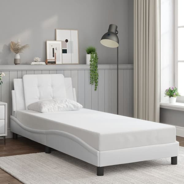 vidaXL sengeramme med sengegavl 80x200 cm kunstlæder hvid