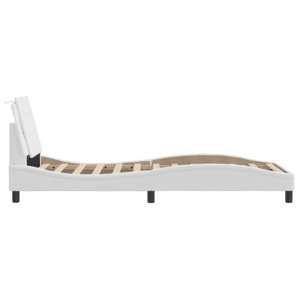 vidaXL sengeramme med sengegavl 90x200 cm kunstlæder hvid