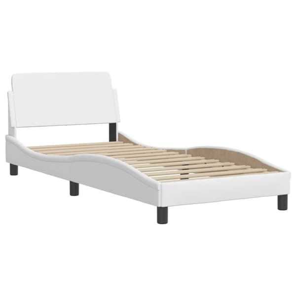 vidaXL sengeramme med sengegavl 90x200 cm kunstlæder hvid