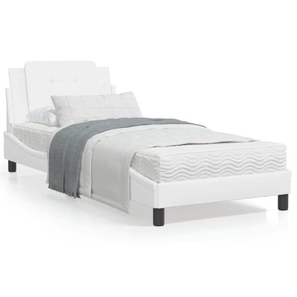vidaXL sengeramme med sengegavl 90x200 cm kunstlæder hvid