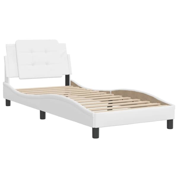 vidaXL sengeramme med sengegavl 90x200 cm kunstlæder hvid