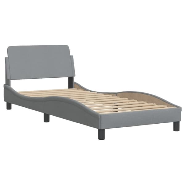vidaXL Säng med madrass ljusgrå 90x200 cm tyg