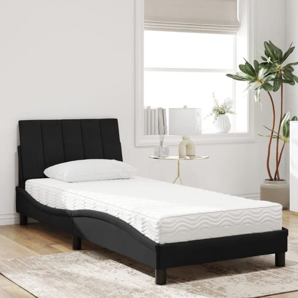 vidaXL seng med madras 80x200 cm velour sort