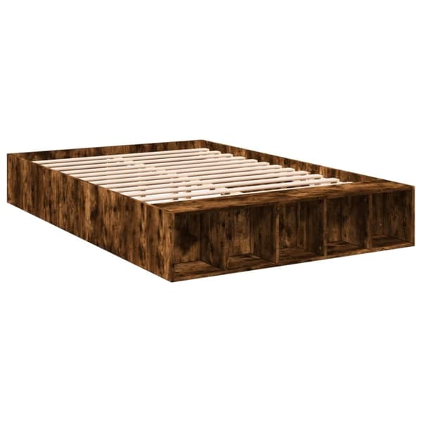 vidaXL sengestel 140x190 cm konstrueret træ røget egetræsfarve