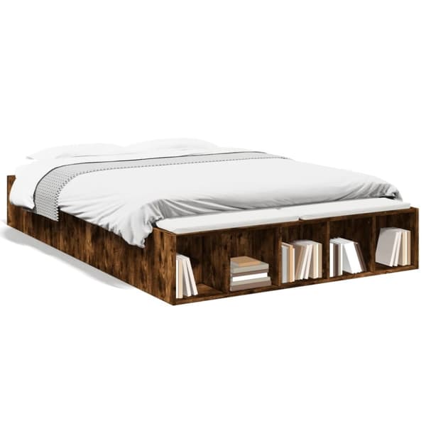 vidaXL Sengeramme røkt eik 140x190 cm konstruert tre