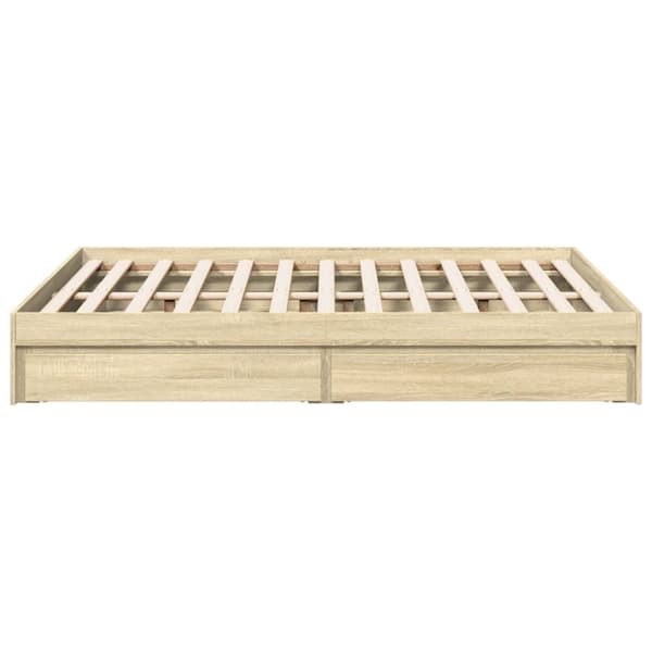 vidaXL Sengeramme med skuffer sonoma eik 135x190 cm konstruert tre