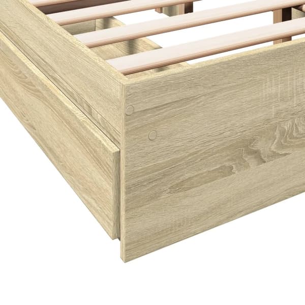 vidaXL Sengeramme med skuffer sonoma eik 135x190 cm konstruert tre