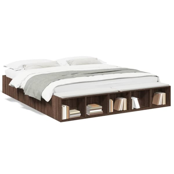 vidaXL Sengeramme brun eik 200x200 cm konstruert tre