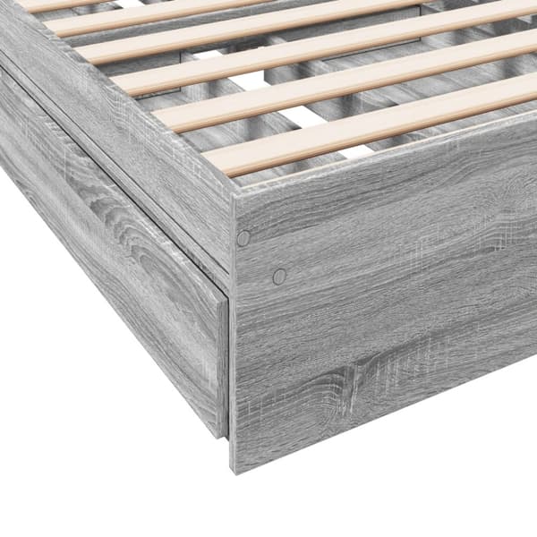 vidaXL Sängynrunko laatikoilla harmaa Sonoma 90x190 cm tekninen puu