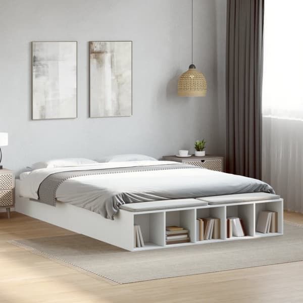 vidaXL Sengeramme hvit 160x200 cm konstruert tre