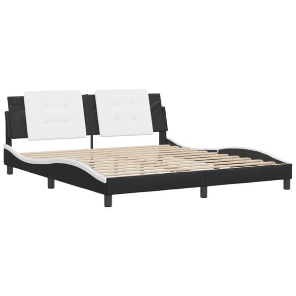 vidaXL sengeramme med sengegavl 180x200 cm kunstlæder sort og hvid