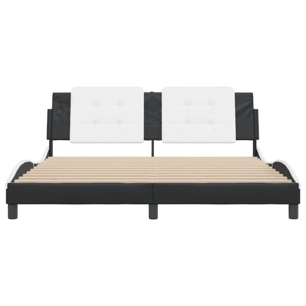 vidaXL sengeramme med sengegavl 180x200 cm kunstlæder sort og hvid