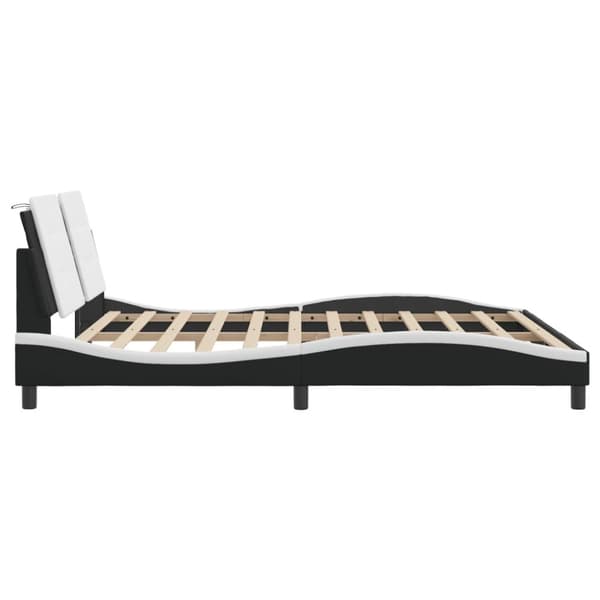 vidaXL sengeramme med sengegavl 180x200 cm kunstlæder sort og hvid