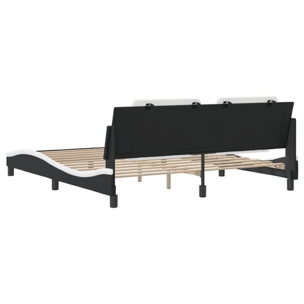 vidaXL sengeramme med sengegavl 180x200 cm kunstlæder sort og hvid