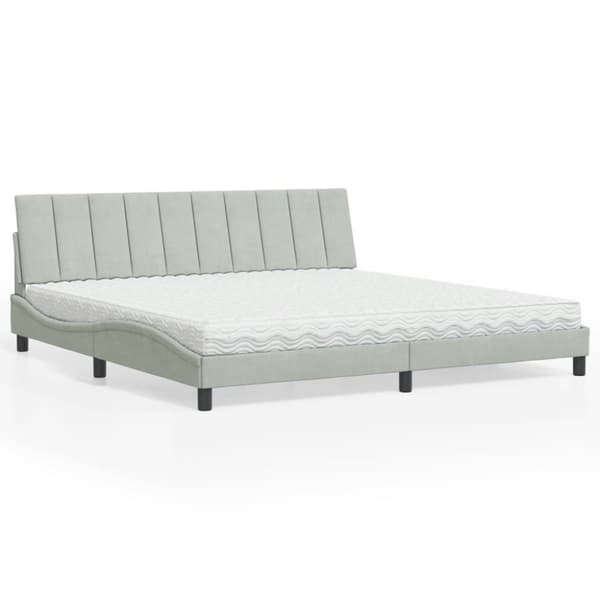 vidaXL seng med madras 200x200 cm velour lysegrå
