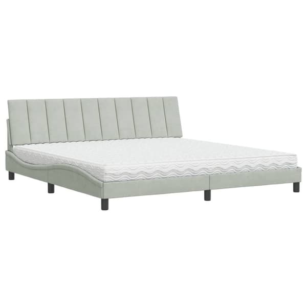 vidaXL seng med madras 200x200 cm velour lysegrå