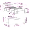 Miniatyrbilde 9 av 10: vidaXL Sengeramme med skuff røkt eik 90x190 cm konstruert tre