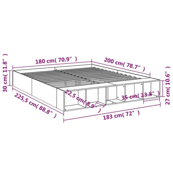 vidaXL Sengeramme svart 180x200 cm konstruert tre