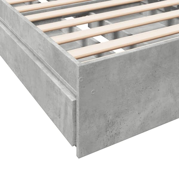 vidaXL Sängram med lådor betonggrå 90x200 cm konstruerat trä