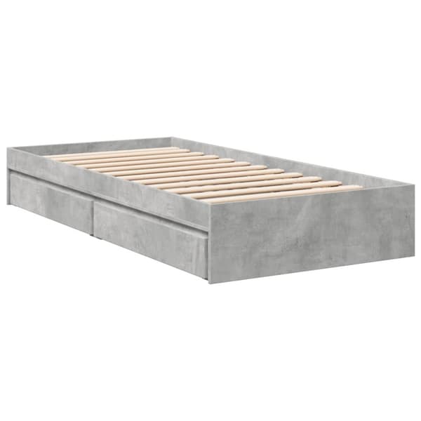 vidaXL sengeramme med skuffer 90x200 cm konstrueret træ betongrå