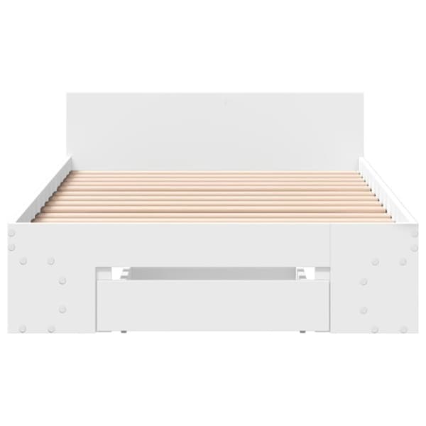 vidaXL Sengeramme med skuff hvit 100x200 cm konstruert tre