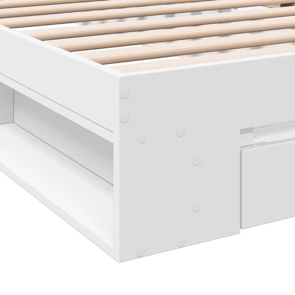 vidaXL Sengeramme med skuff hvit 100x200 cm konstruert tre