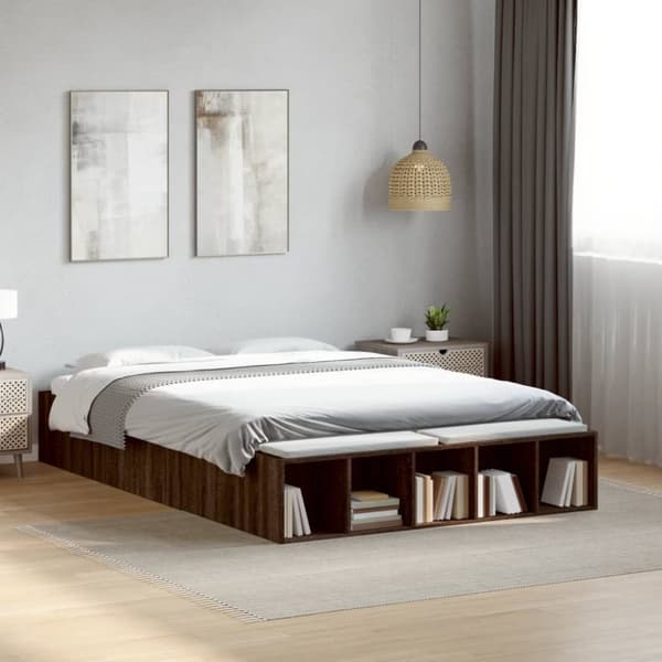 vidaXL Sengeramme brun eik 120x190 cm konstruert tre