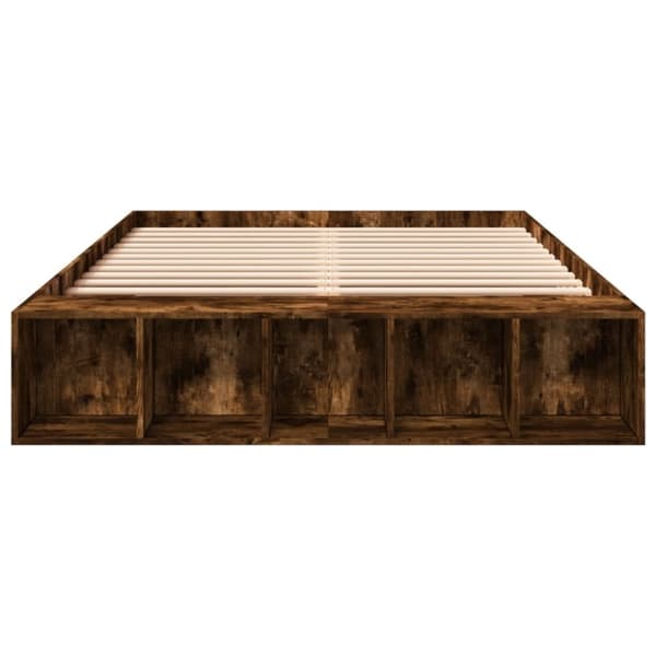 vidaXL Sengeramme røkt eik 140x200 cm konstruert tre