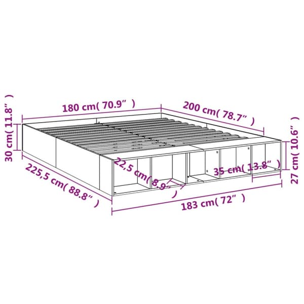 vidaXL Sengeramme hvit 180x200 cm konstruert tre