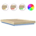 Miniatyrbilde 8 av 11: vidaXL Sengeramme med LED-lys sonoma eik 140x190 cm konstruert tre